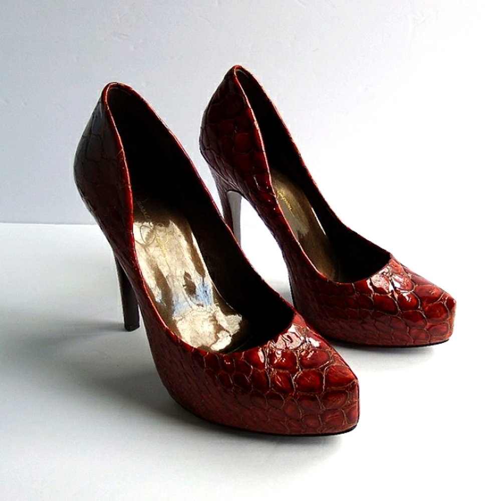 Snake Print Jessica Simpson Burnt Orange Pumps 7